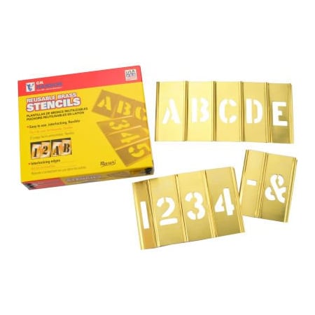 C.H. Hanson 3" Brass Interlocking Stencil Letters and Numbers, 45 Piece Set 10073